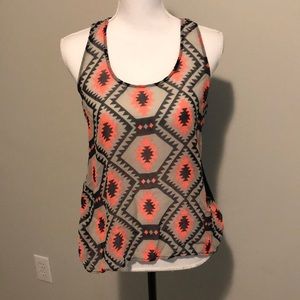 Pink and black chiffon tank top